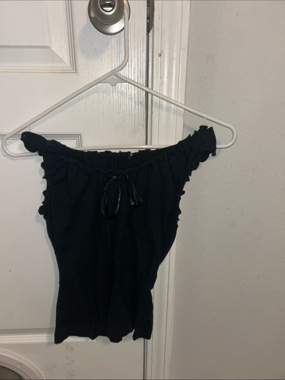 RARE Brandy Melville Black Ruffled Off-Shoulder Top